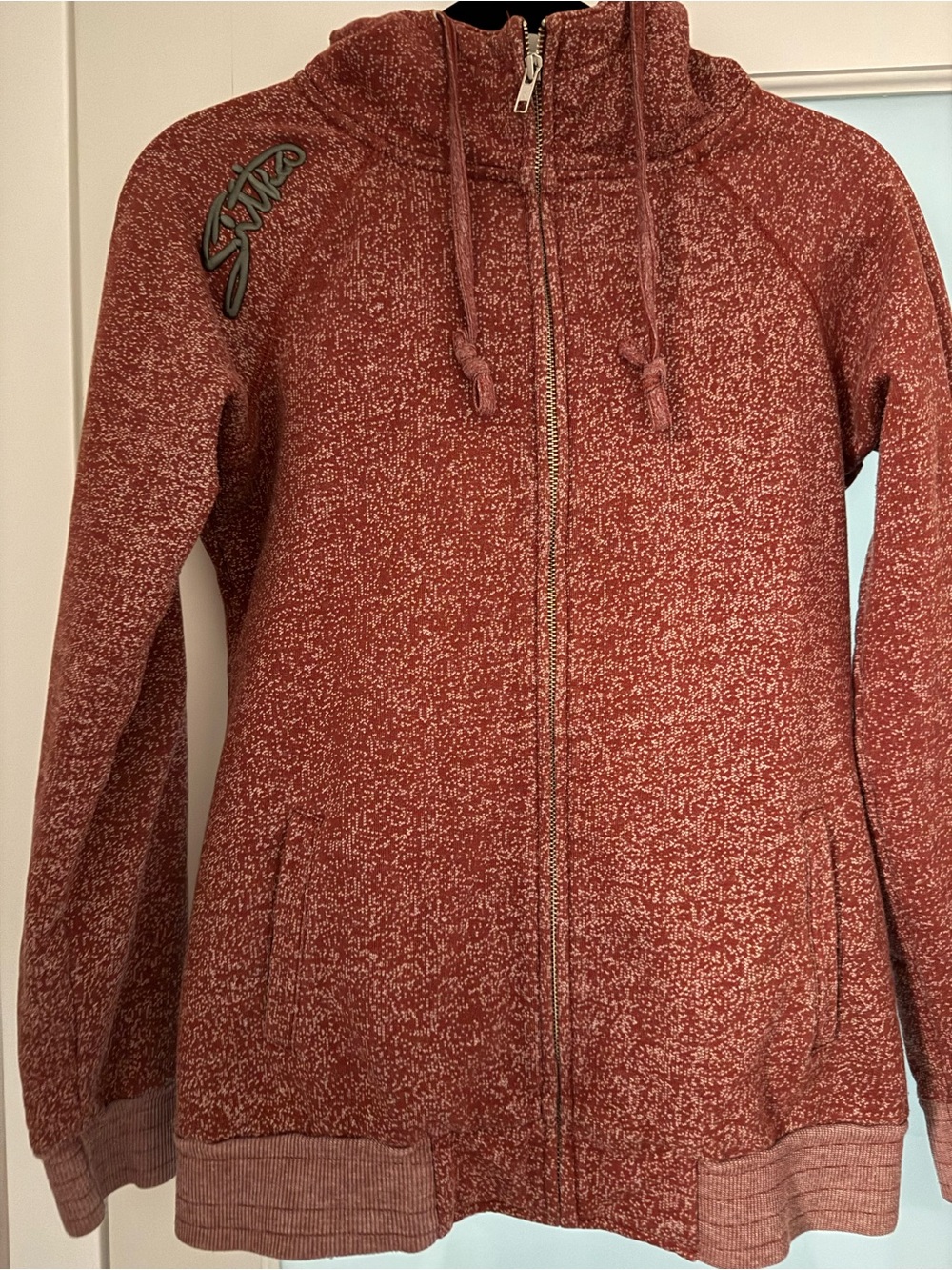 Women's Marled Rust Zip-Up Hoodie with Hood
